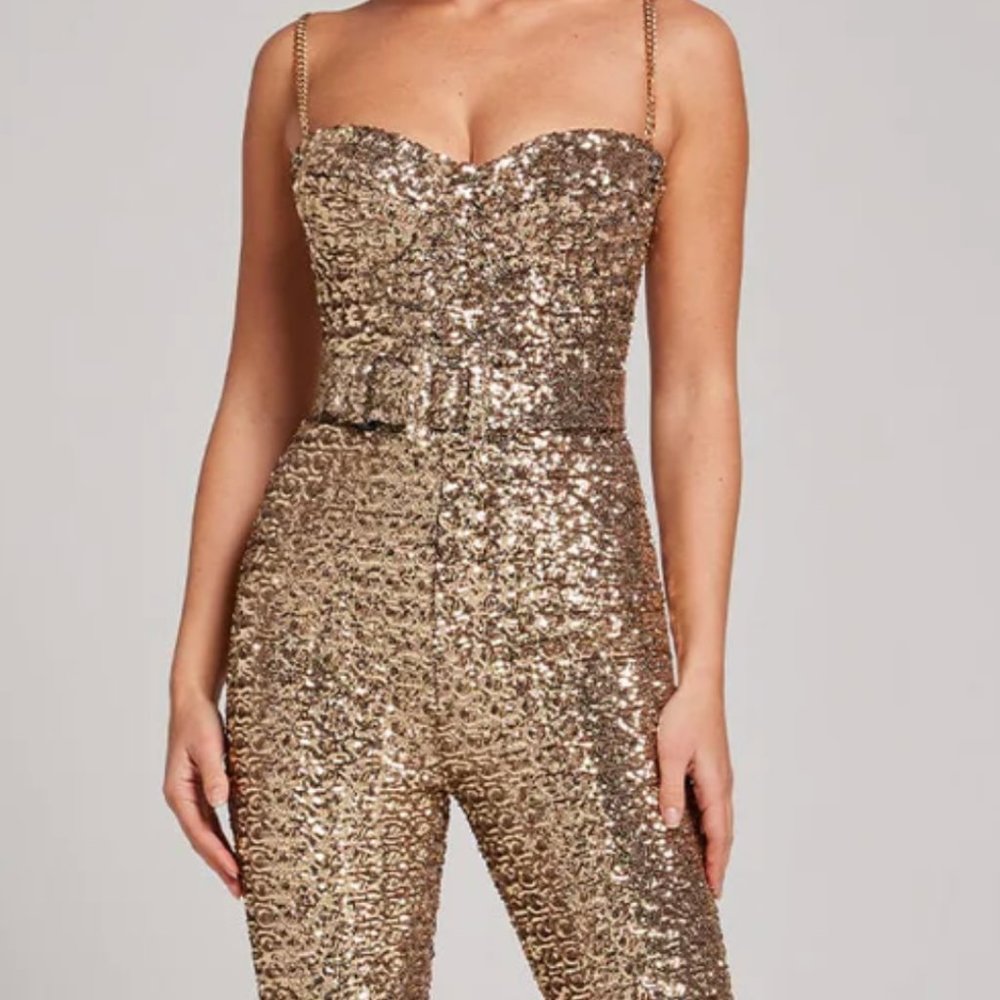 Nadine Merabi LUCINDA GOLD JUMPSUIT